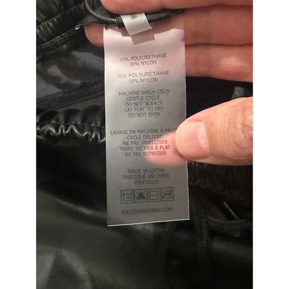 NWT David Lerner Soft Vegan Leather Relaxed Fit Black Blake Ankle Zip Joggers, S - Picture 2 of 11